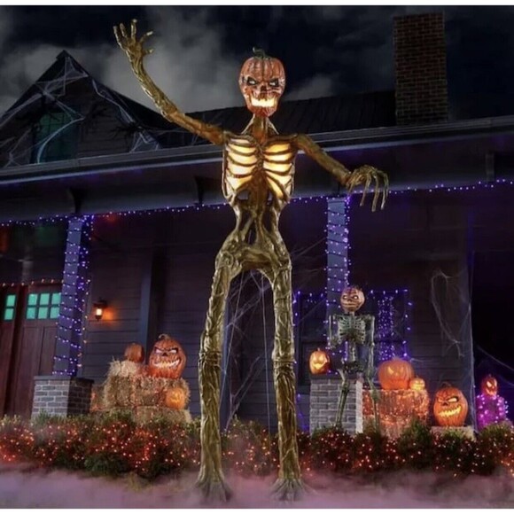 12ft Rotten Patch Giant-Sized Inferno Pumpkin Skeleton w/ LifeEyes LCD Halloween - Picture 6 of 8